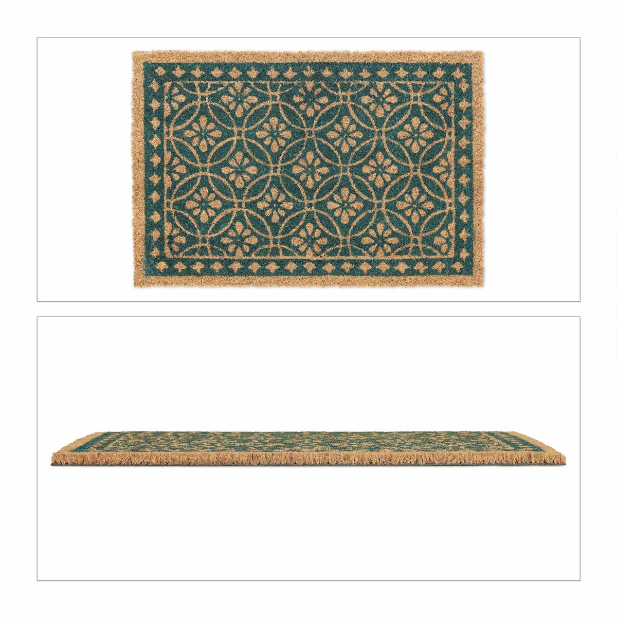 Doormat coconut fiber with floral design