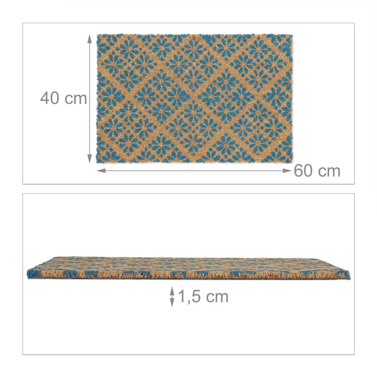 Door mat coconut fiber with floral pattern