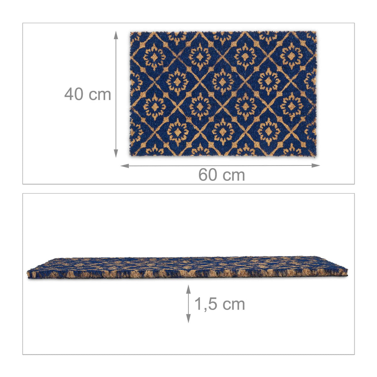 Door mat coconut fiber with floral pattern
