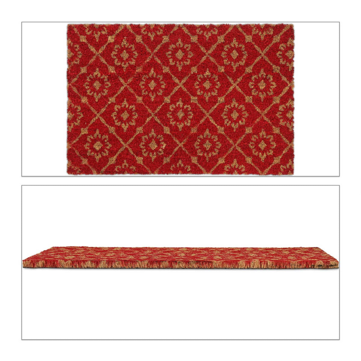 Door mat coconut fiber with floral pattern