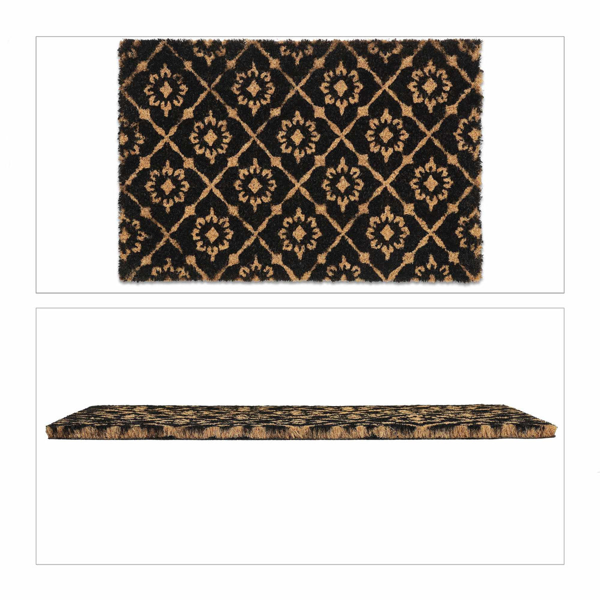 Door mat coconut fiber with floral pattern
