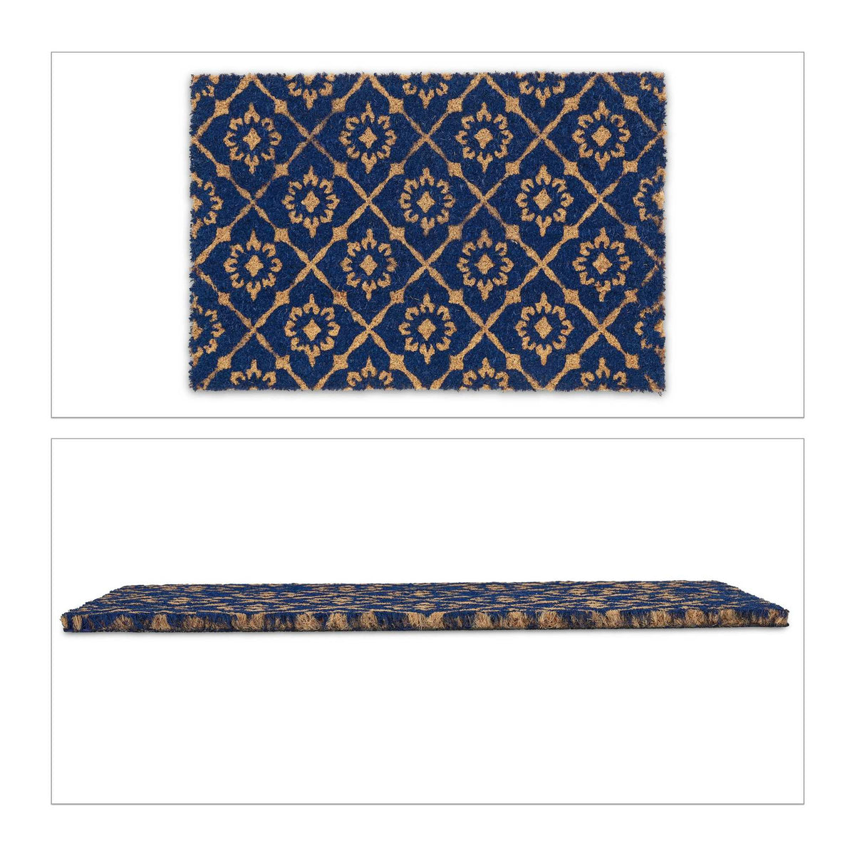 Door mat coconut fiber with floral pattern