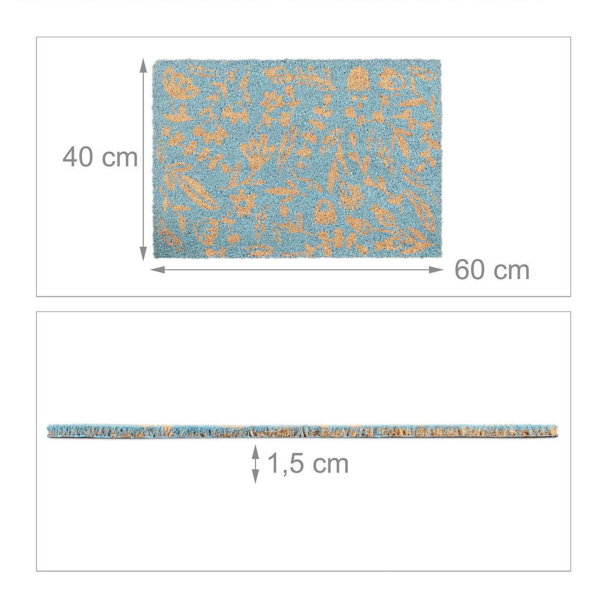 Doormat coconut fiber with flowers
