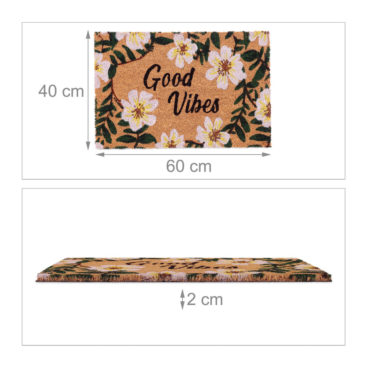 Doormat in coconut Flowers "Good Vibes