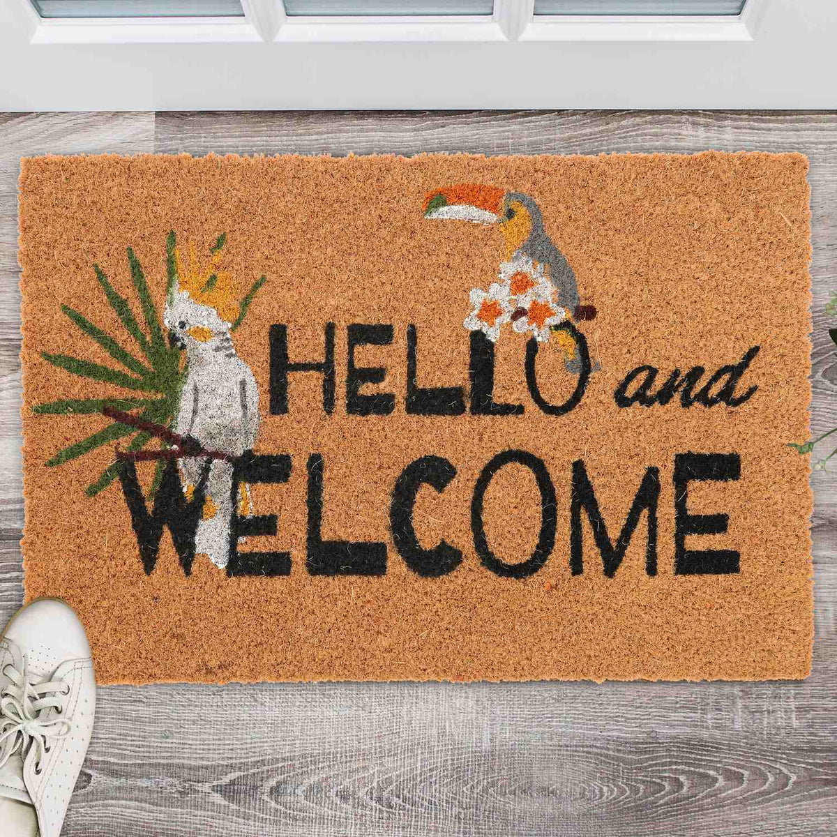 Door mat in coconut "Hello and welcome
