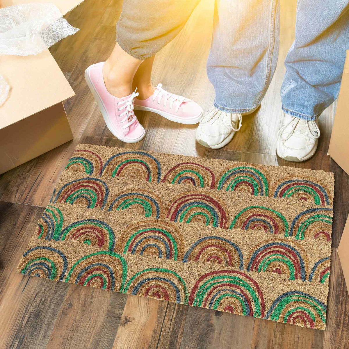 Door mat in coconut "Rainbow