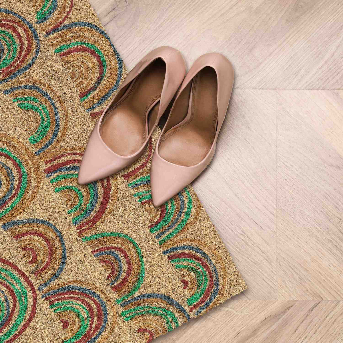 Door mat in coconut "Rainbow