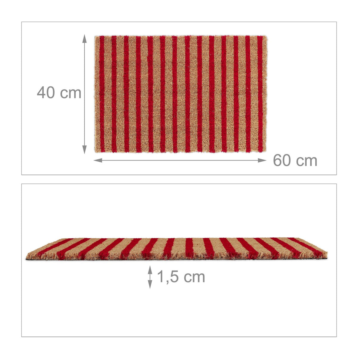 Doormat in coconut red-nature striped