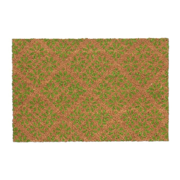 Door mat in coconut with floral pattern