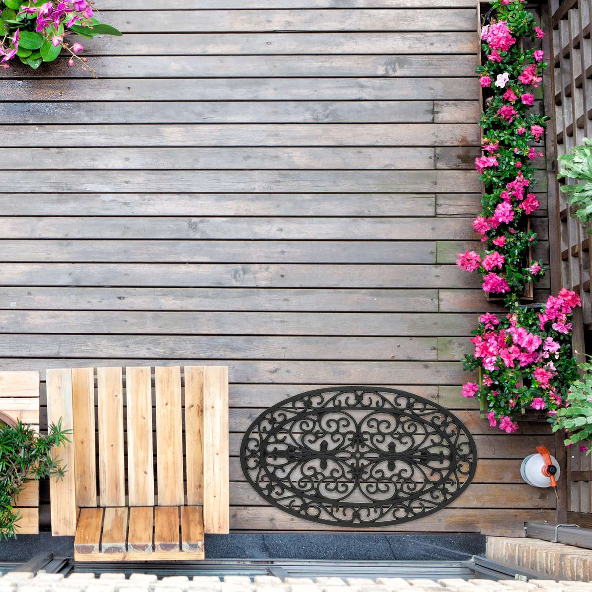 Door mat rubber ornament oval