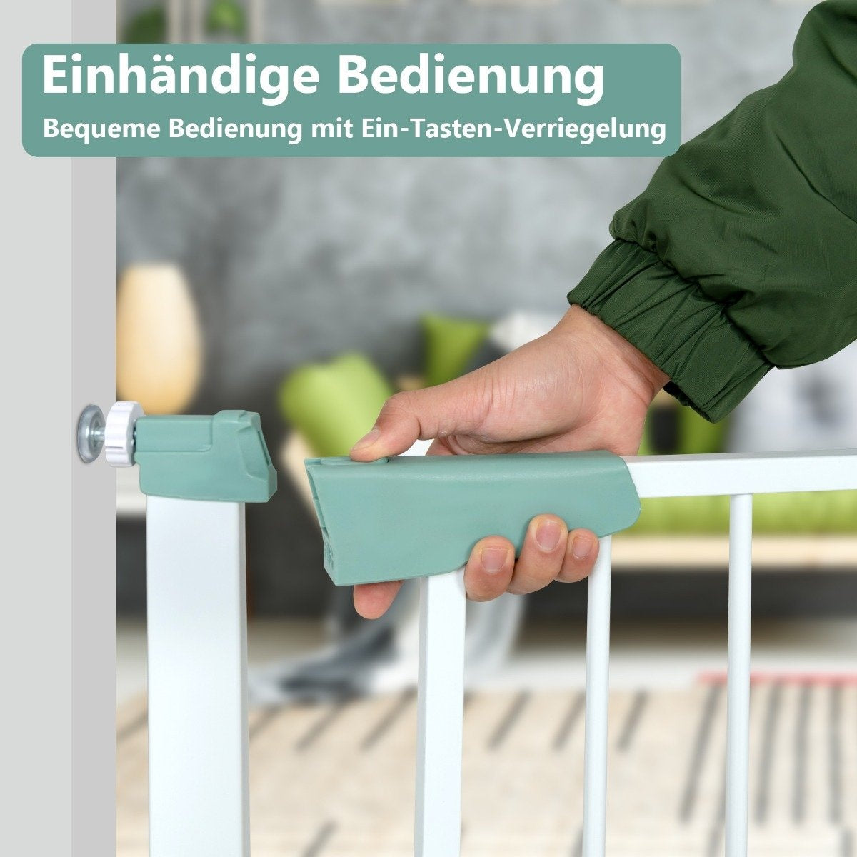 Door safety gate baby 80-132cm metal stair gate without drilling 80-130 x 2 x 76 cm white