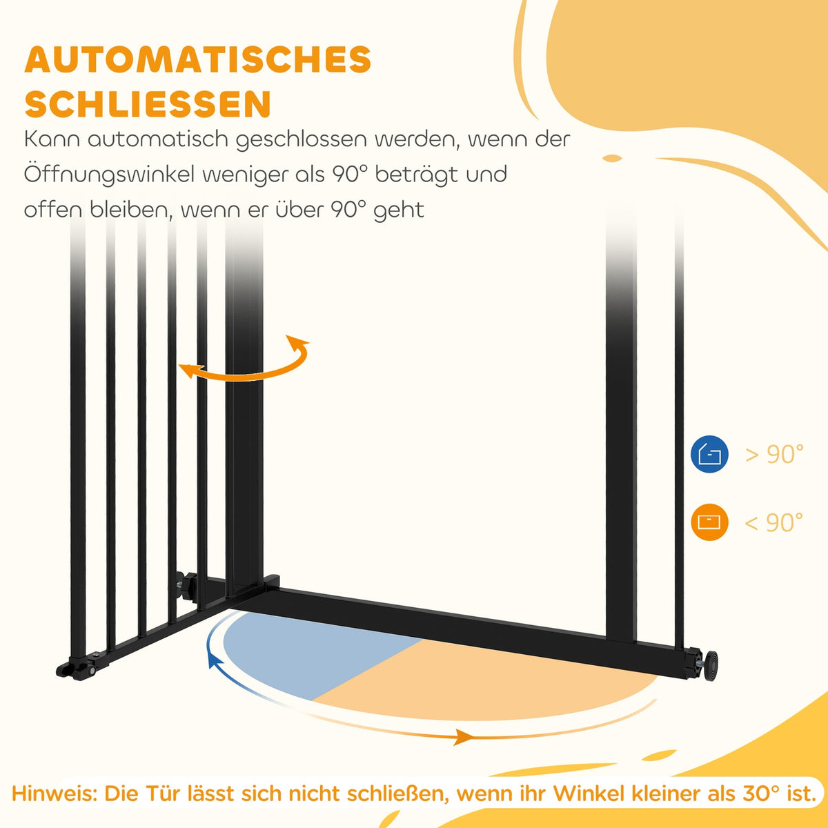 Door safety gate for dogs, barrier gate, 74-80 cm, stair gate for pets, dog gate including various extensions, protective gate without drilling, metal, plastic, black |