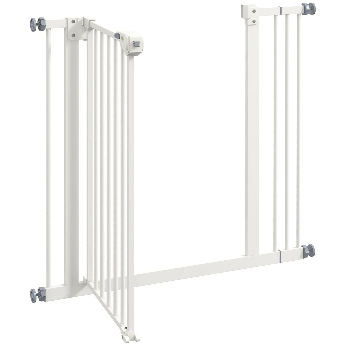 Door safety gate for dogs, barrier gate, 74-87 cm, stair gate for pets, dog gate including extension, protective gate without drilling, metal, plastic, white