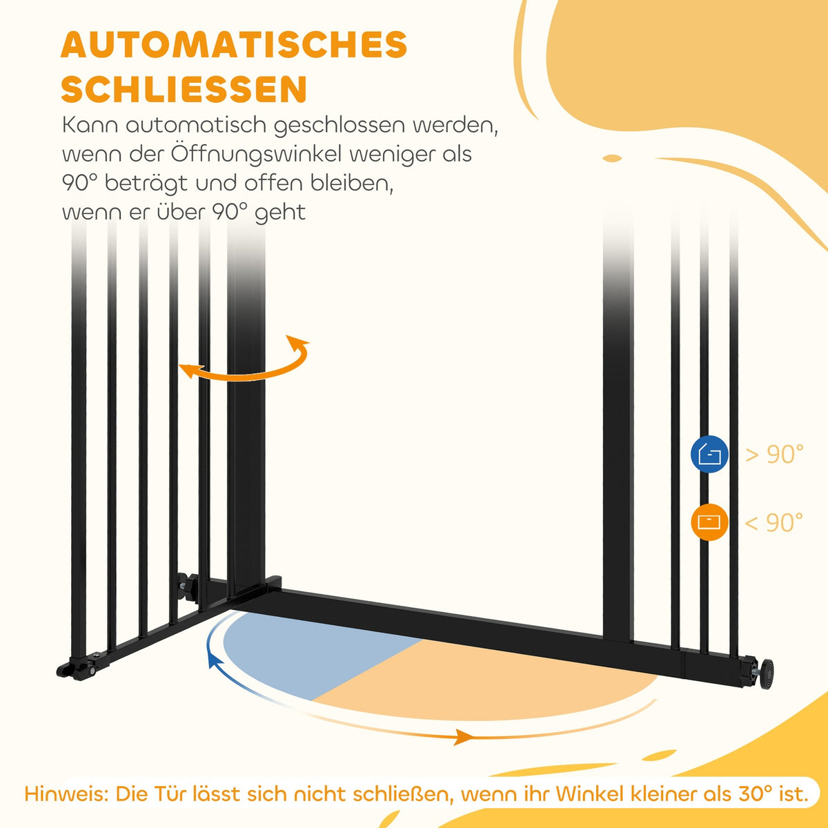 Door safety gate for dogs, barrier gate, 74-87 cm, stair gate for pets, dog gate including various extensions, protective gate without drilling, metal, plastic, black |
