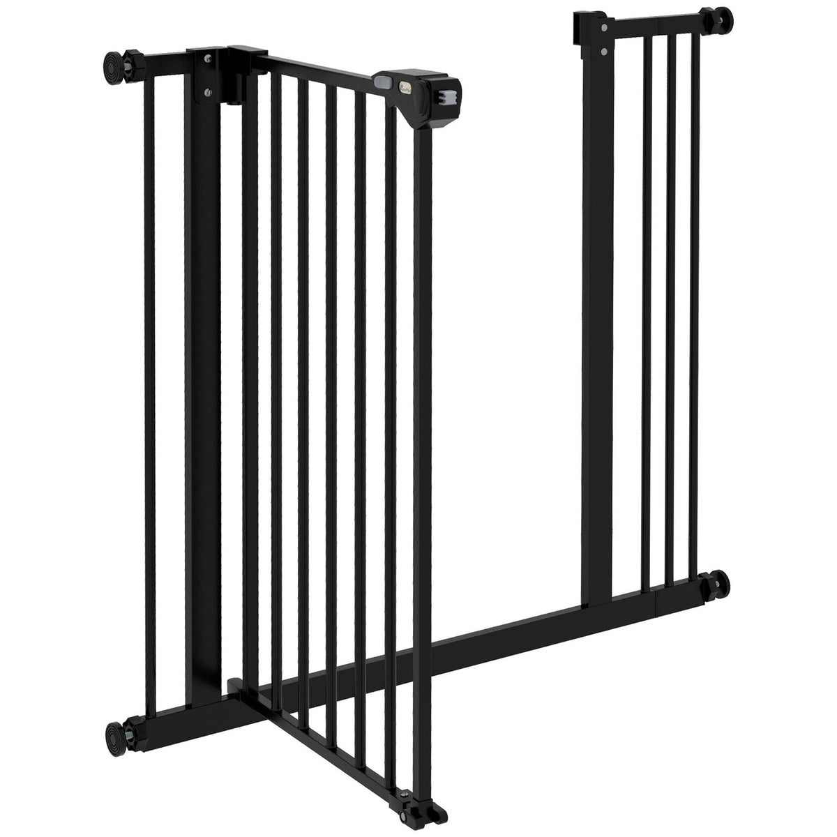 Door safety gate for dogs, barrier gate, 74-87 cm, stair gate for pets, dog gate including various extensions, protective gate without drilling, metal, plastic, black |
