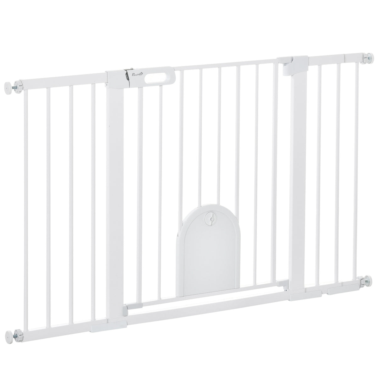 Door safety gate stair gate 75-131cm clamp fastening made of metal and ABS in white 76cm high for safety in the home