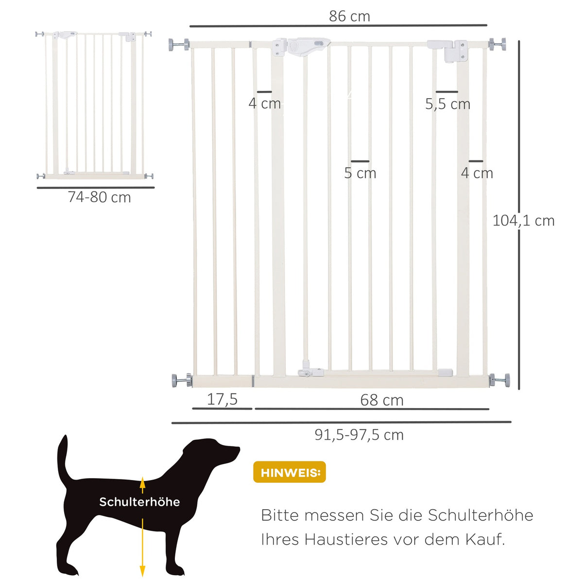 Door safety gate without drilling Width adjustable barrier with double lock dog barrier protective gate 97.5 x 104.1 cm