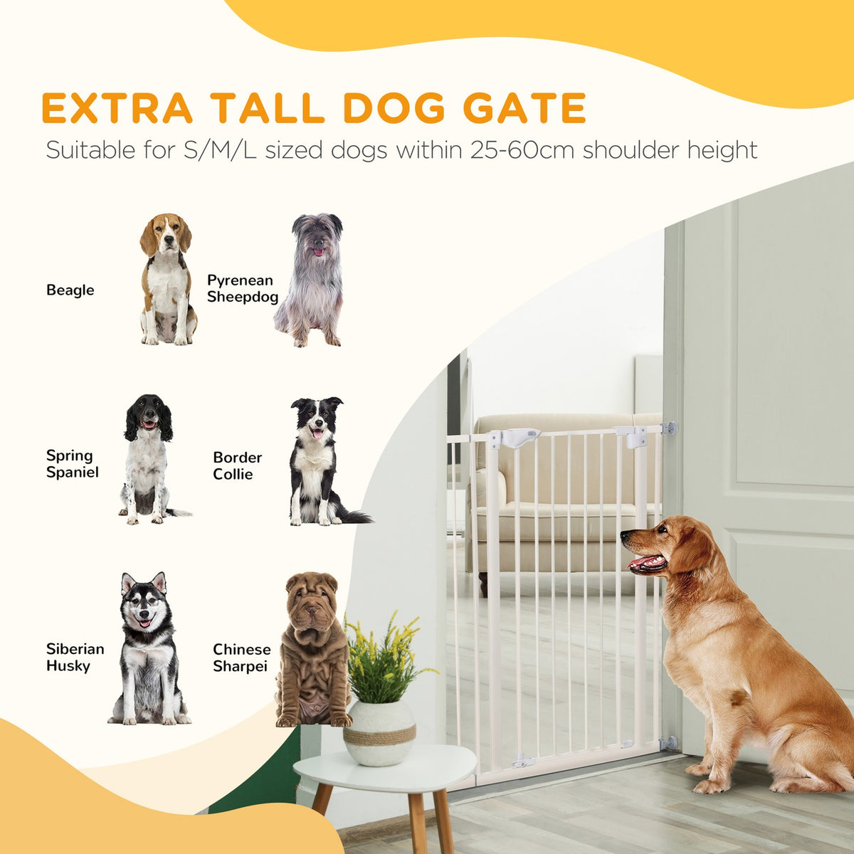 Door safety gate without drilling Width adjustable barrier with double lock dog barrier protective gate 97.5 x 104.1 cm