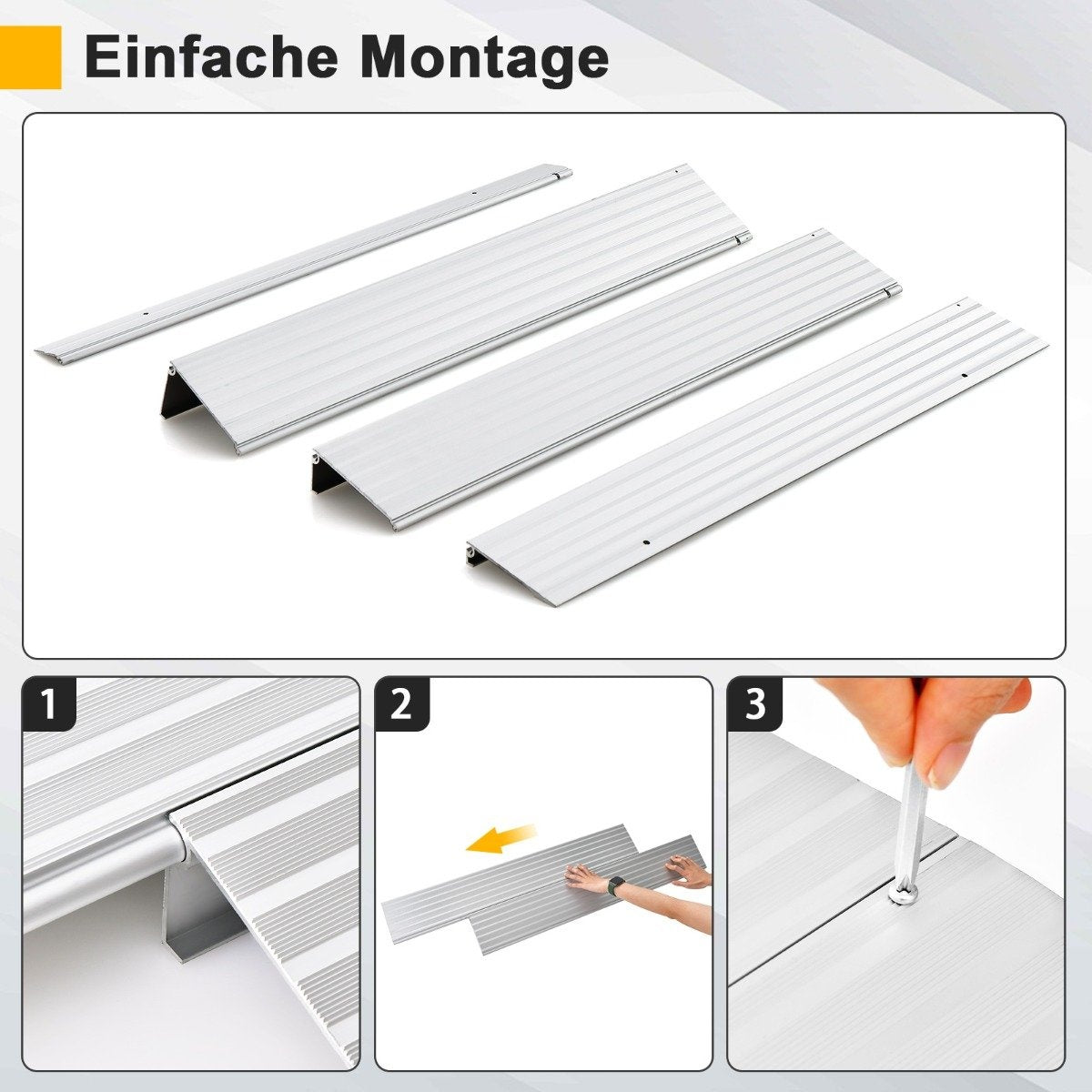 Door sill ramp 8.5 cm high entry ramp with adjustable aluminum frame non-slip access ramp