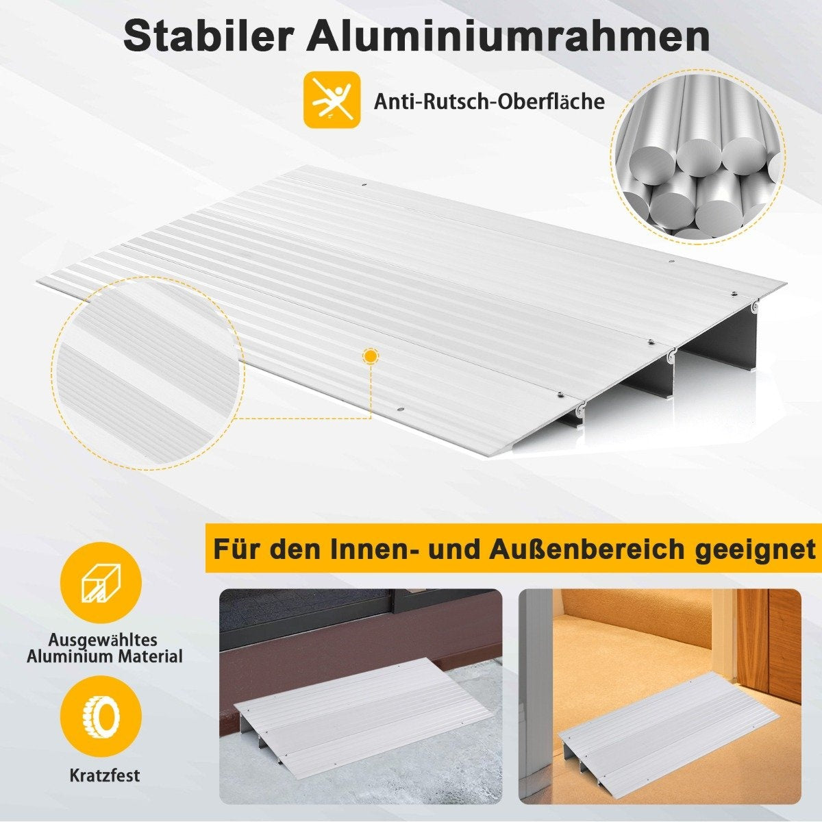 Door sill ramp 8.5 cm high entry ramp with adjustable aluminum frame non-slip access ramp