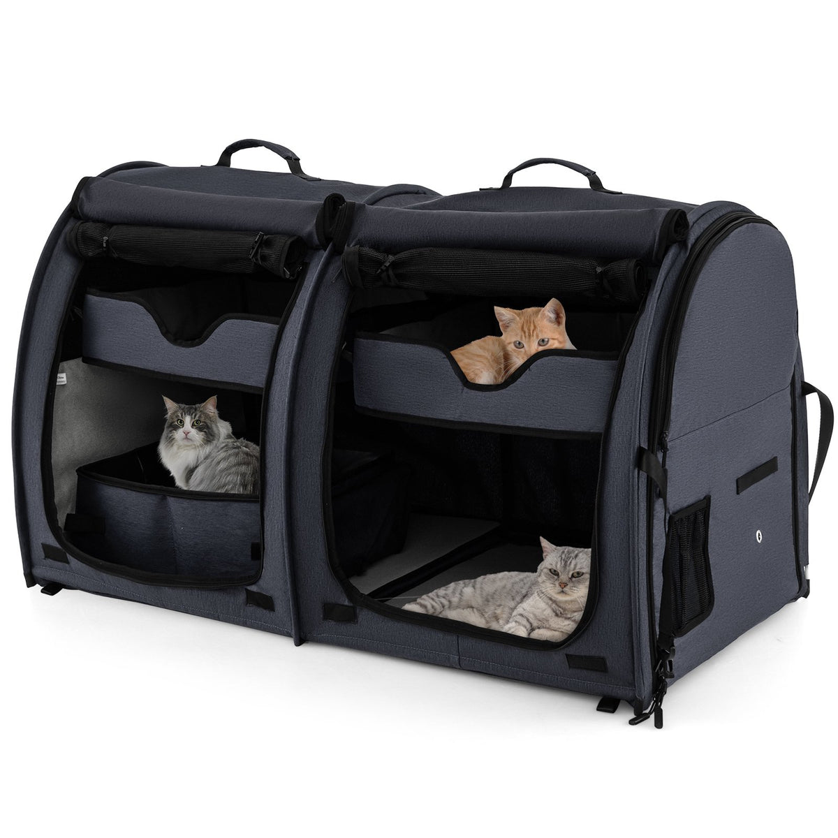Double-Compartment Pet Carrier – 2 Removable Hammocks