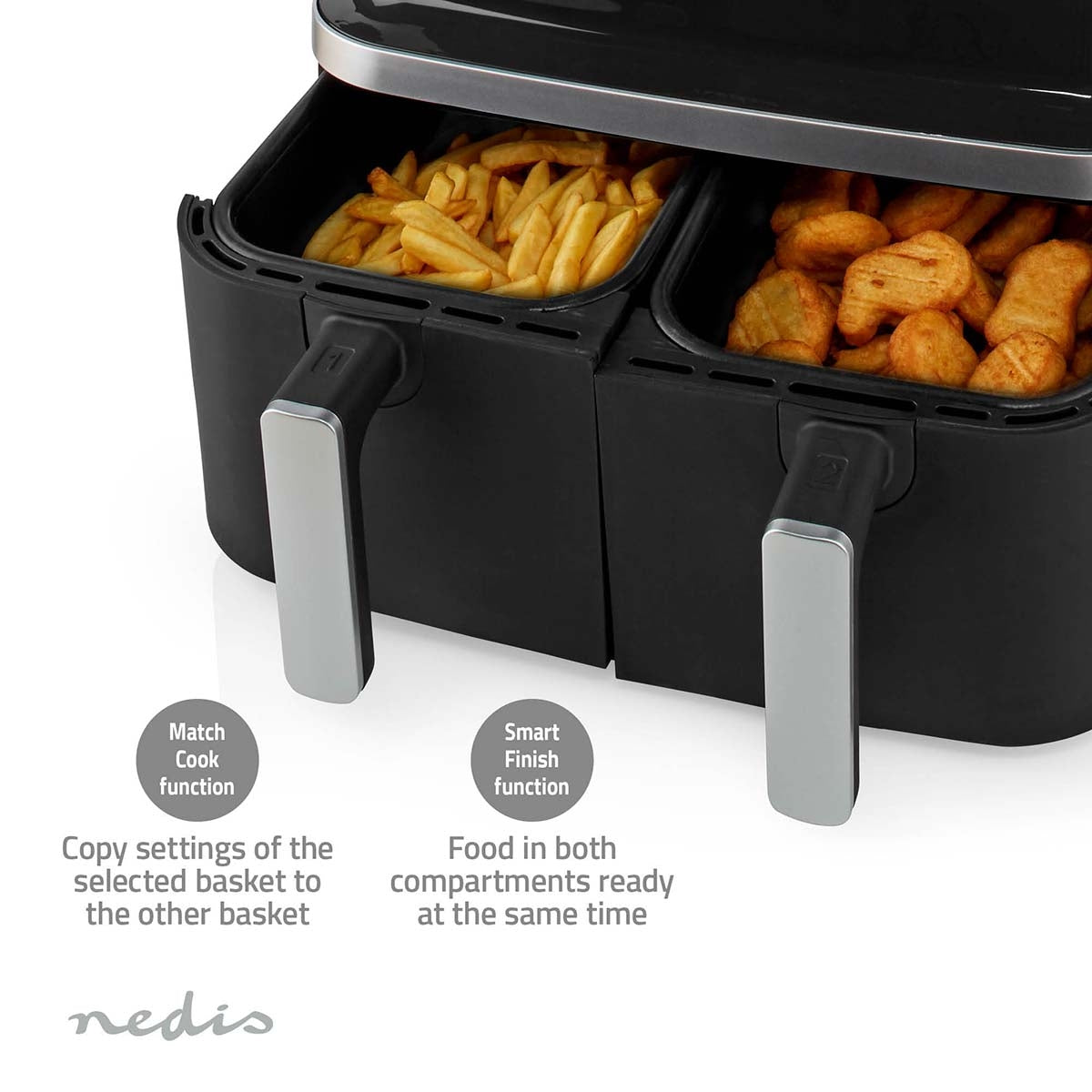 Double Hot Air Fryer | 2x4.2 l | Timer: 60 min | Number of preset programs: 10 | Digital | Black