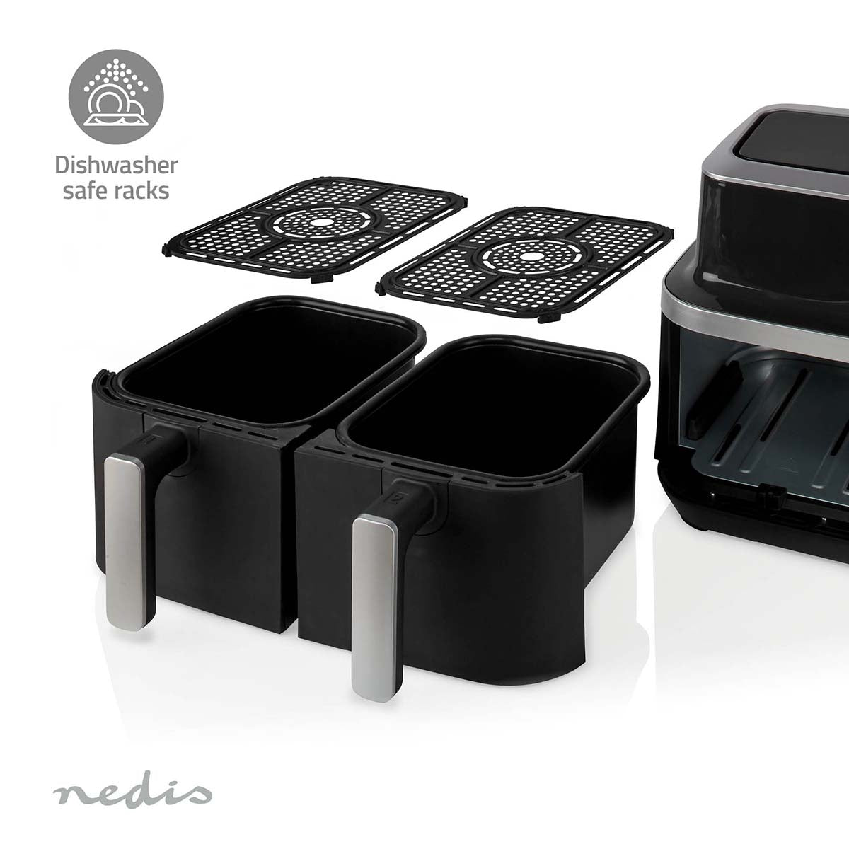 Double Hot Air Fryer | 2x4.2 l | Timer: 60 min | Number of preset programs: 10 | Digital | Black