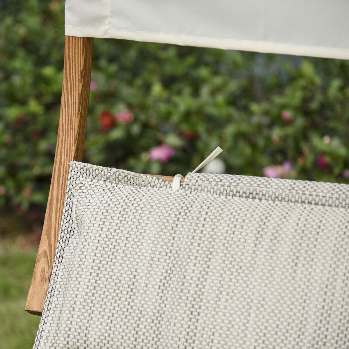Double Lounger, Sun Lounger, Rocking Lounger, Relaxation Lounger With Larch Roof, Grey+White, 190 X 135 X 185 Cm