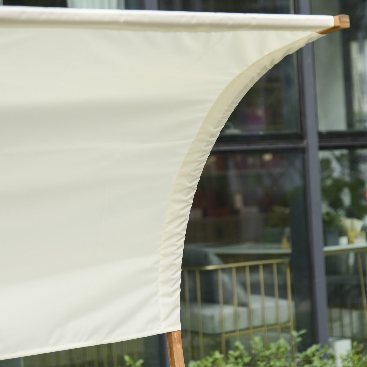 Double Lounger, Sun Lounger, Rocking Lounger, Relaxation Lounger With Larch Roof, Grey+White, 190 X 135 X 185 Cm
