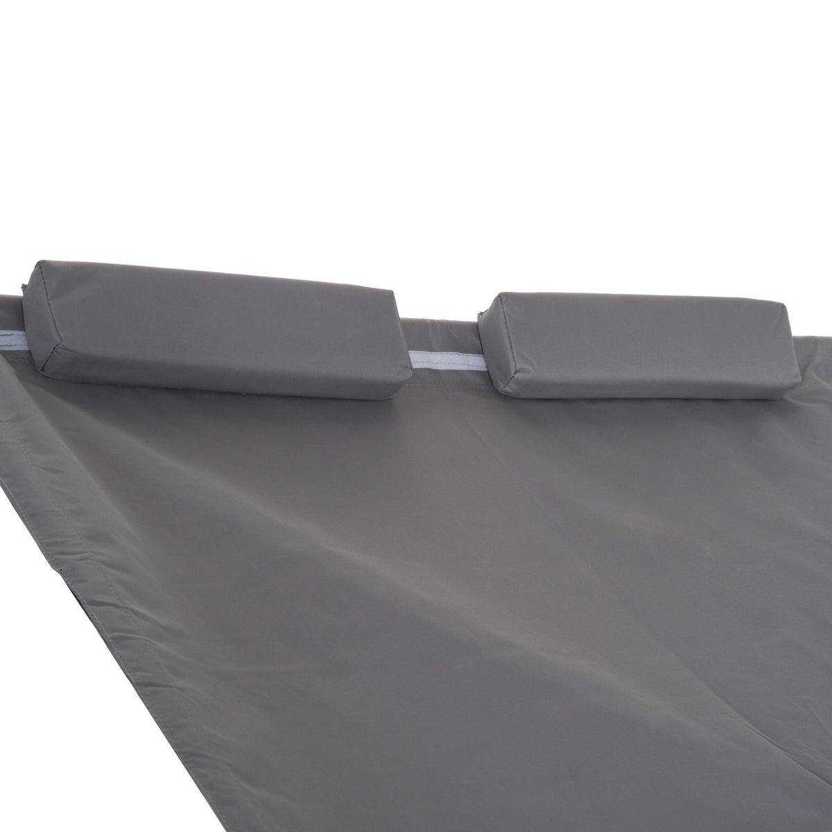 Double Lounger With Roof, Rollable Sun Lounger, Relaxation Lounger, Steel, Grey, 200X170X134Cm