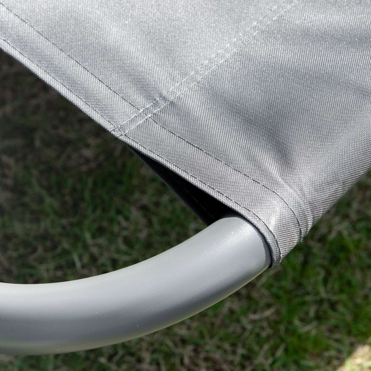 Double Lounger With Roof, Rollable Sun Lounger, Relaxation Lounger, Steel, Grey, 200X170X134Cm