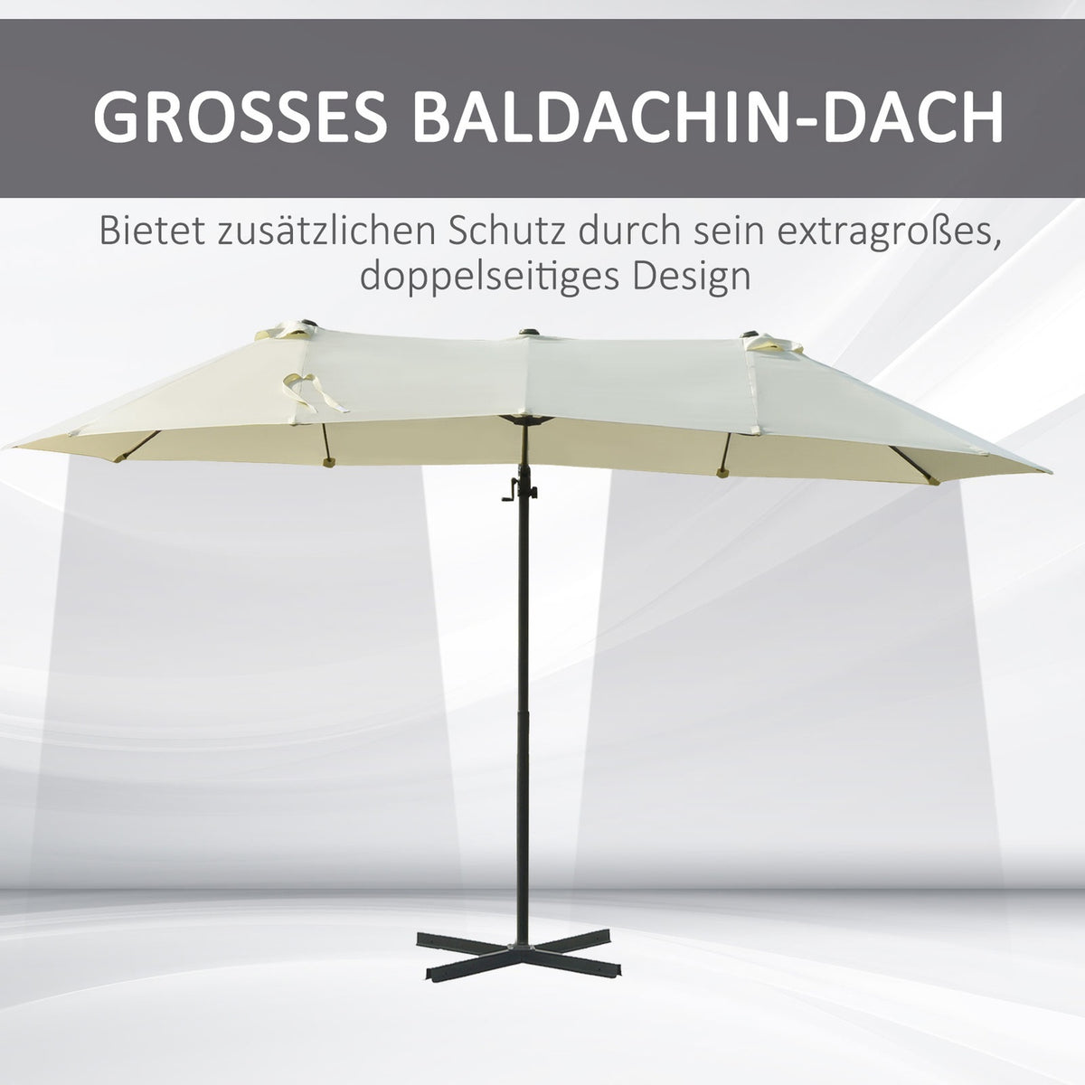 Double Parasol Cantilever Umbrella Double Umbrella With Crank Adjustable Garden Umbrella Sun Protection Metal Cream White 440 X 270 X 250 Cm