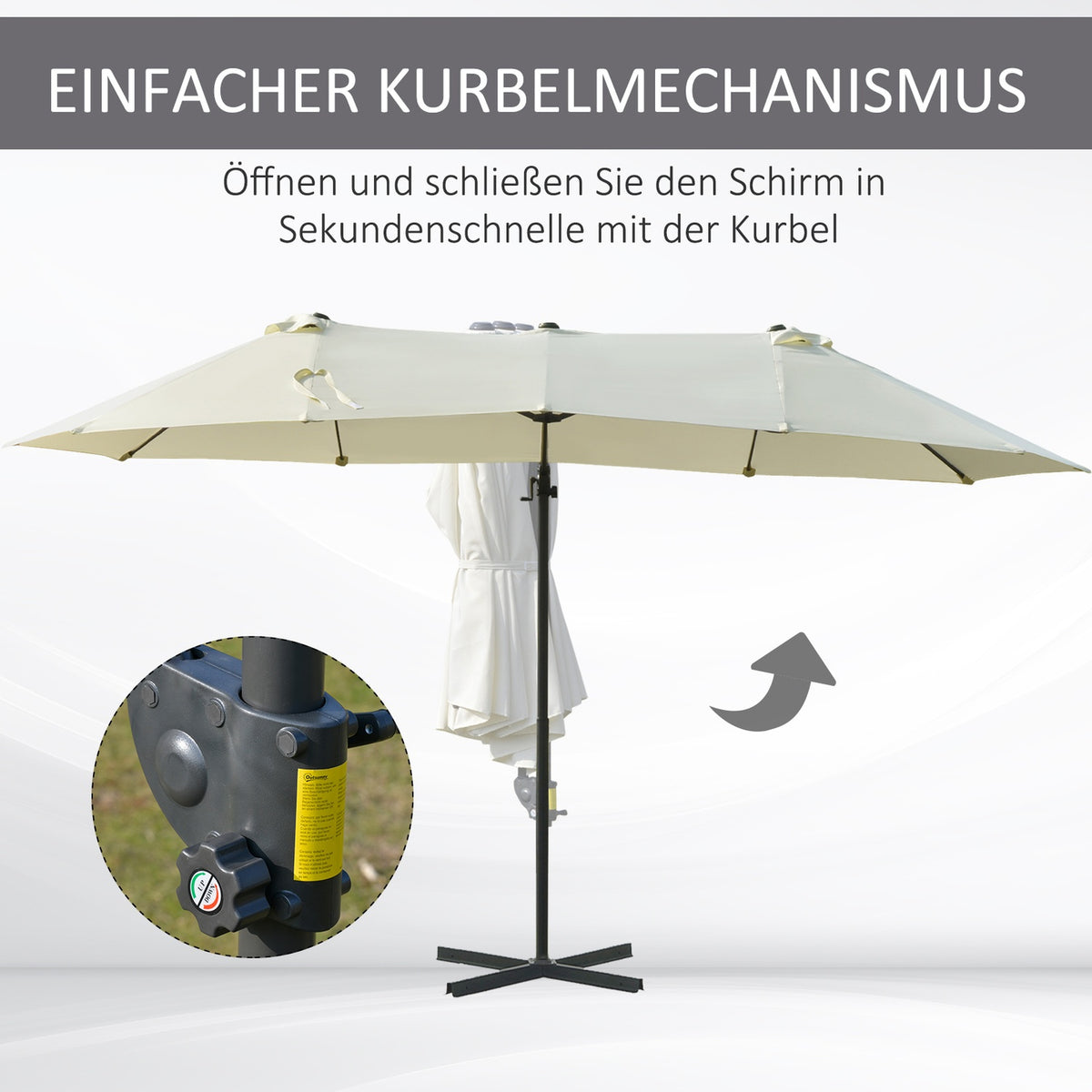 Double Parasol Cantilever Umbrella Double Umbrella With Crank Adjustable Garden Umbrella Sun Protection Metal Cream White 440 X 270 X 250 Cm