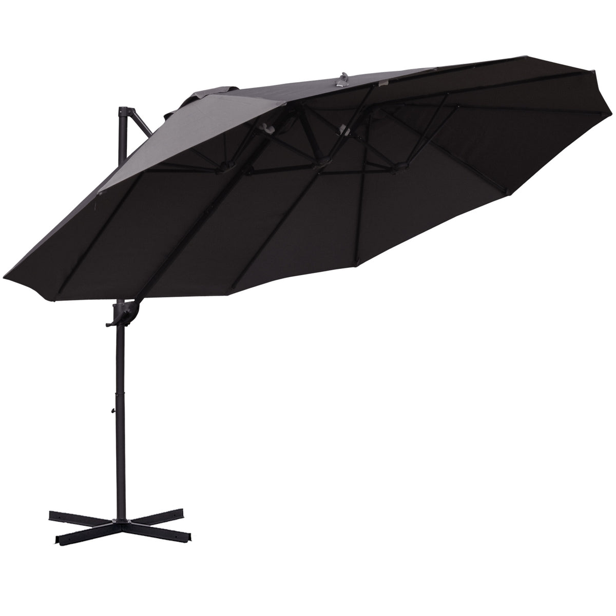 Double Parasol Cantilever Umbrella With Crank Adjustable Garden Umbrella Sun Protection Metal Dark Gray 440 X 270 X 250 Cm
