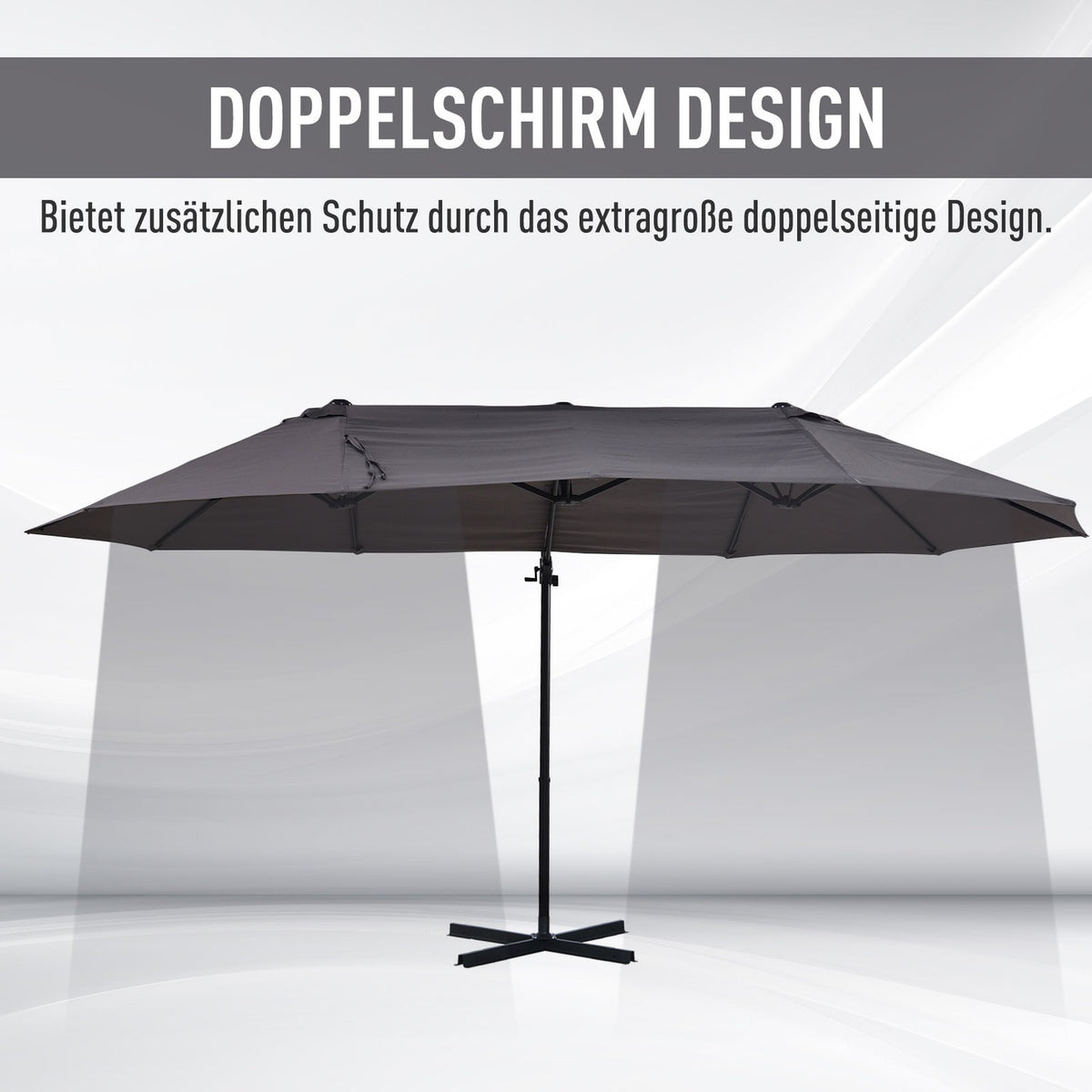 Double Parasol Cantilever Umbrella With Crank Adjustable Garden Umbrella Sun Protection Metal Dark Gray 440 X 270 X 250 Cm
