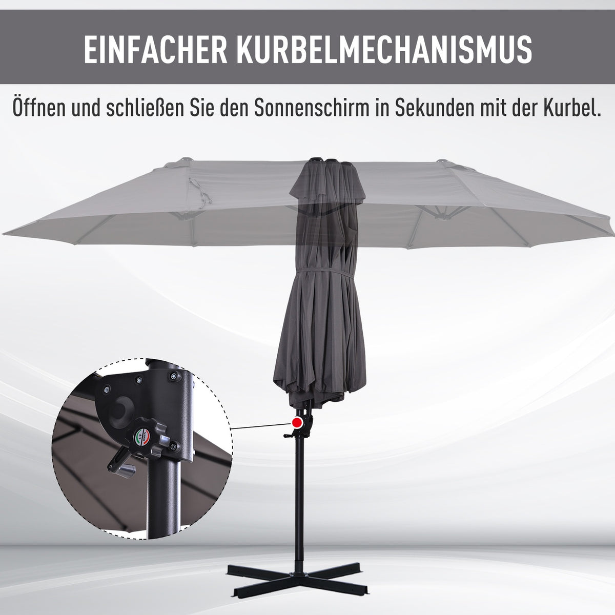 Double Parasol Cantilever Umbrella With Crank Adjustable Garden Umbrella Sun Protection Metal Dark Gray 440 X 270 X 250 Cm