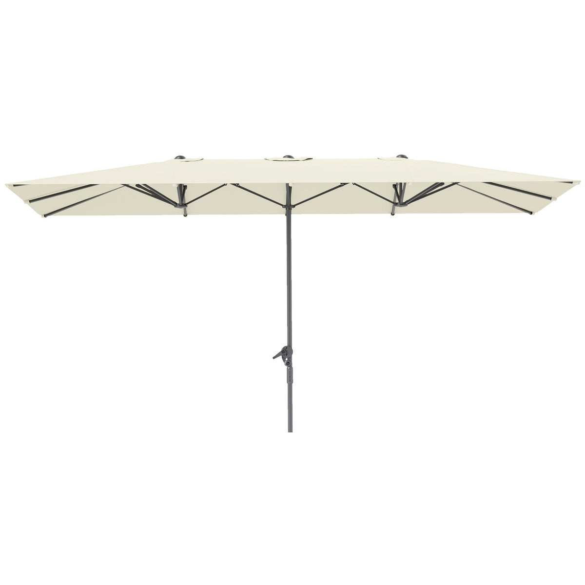 Double Parasol with Crank 451 x 264 cm, UV Protection 50+ Parasol, Windproof Garden Umbrella Balcony Umbrella Aluminum Market Umbrella Sun Protection for Balcony Patio Garden Cream White