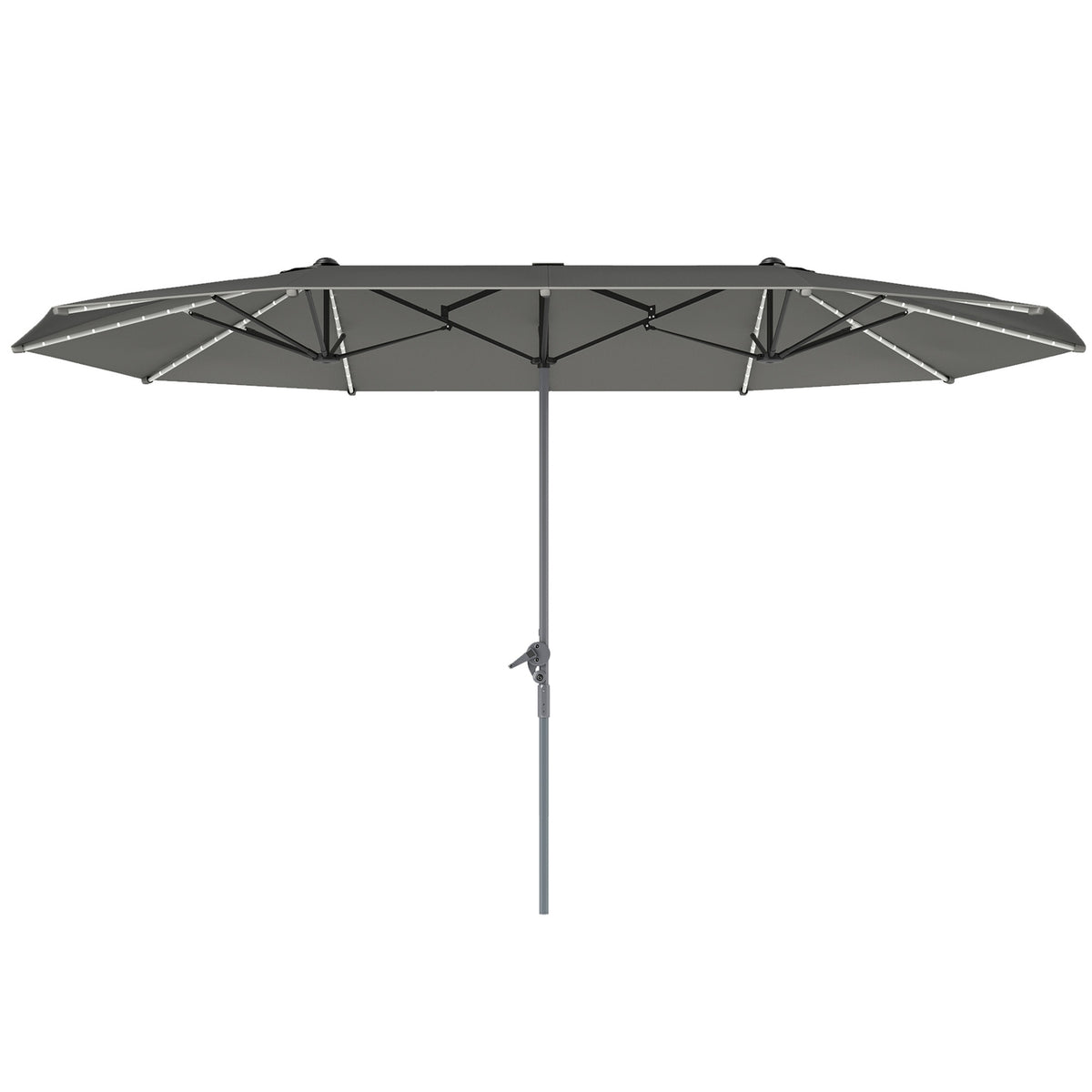 Double Parasol with Solar LED Lights 451 x 267 cm Aluminum UV 50+ Parasol with Hand Crank Balcony Umbrella Windproof Market Umbrella Sun Protection for Beach Balcony Garden Dark Gray |