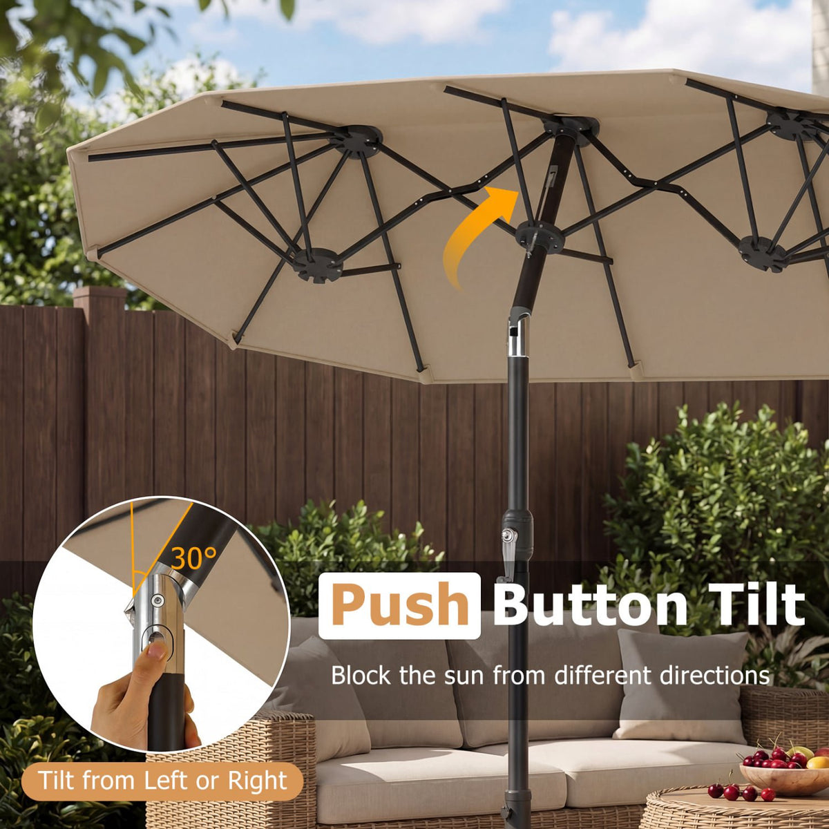 Double-Sided Patio Umbrella 10 x 5.3 ft, Crank Tilt