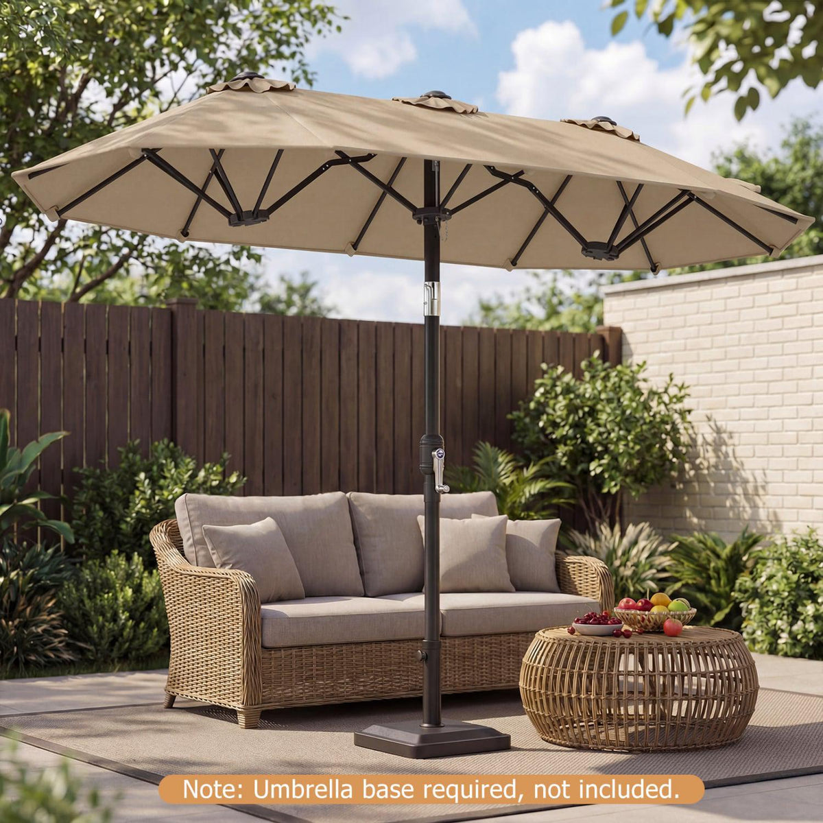 Double-Sided Patio Umbrella 10 x 5.3 ft, Crank Tilt
