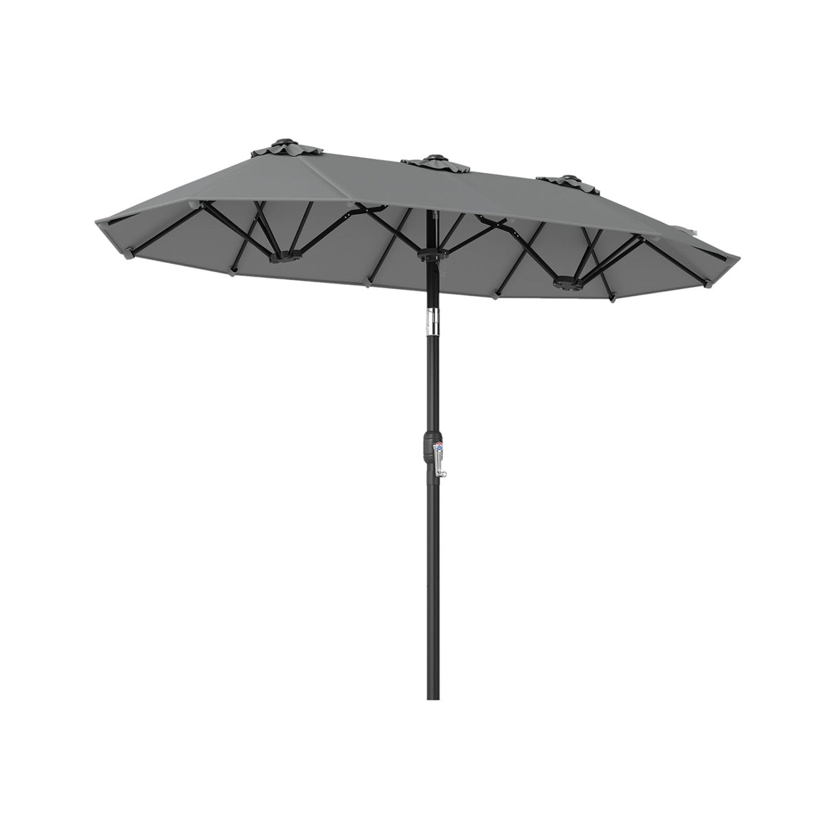 Double-Sided Patio Umbrella 10 x 5.3 ft, Tilt Crank, Gray