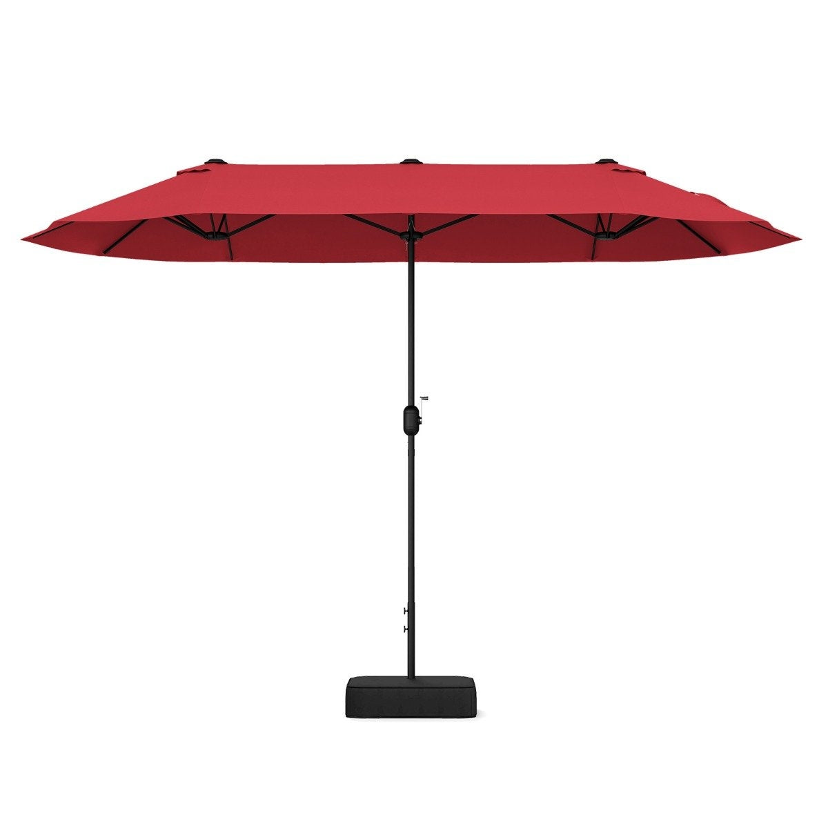 Double-Sided Patio Umbrella with Stand, 400x200 cm, Wine Red