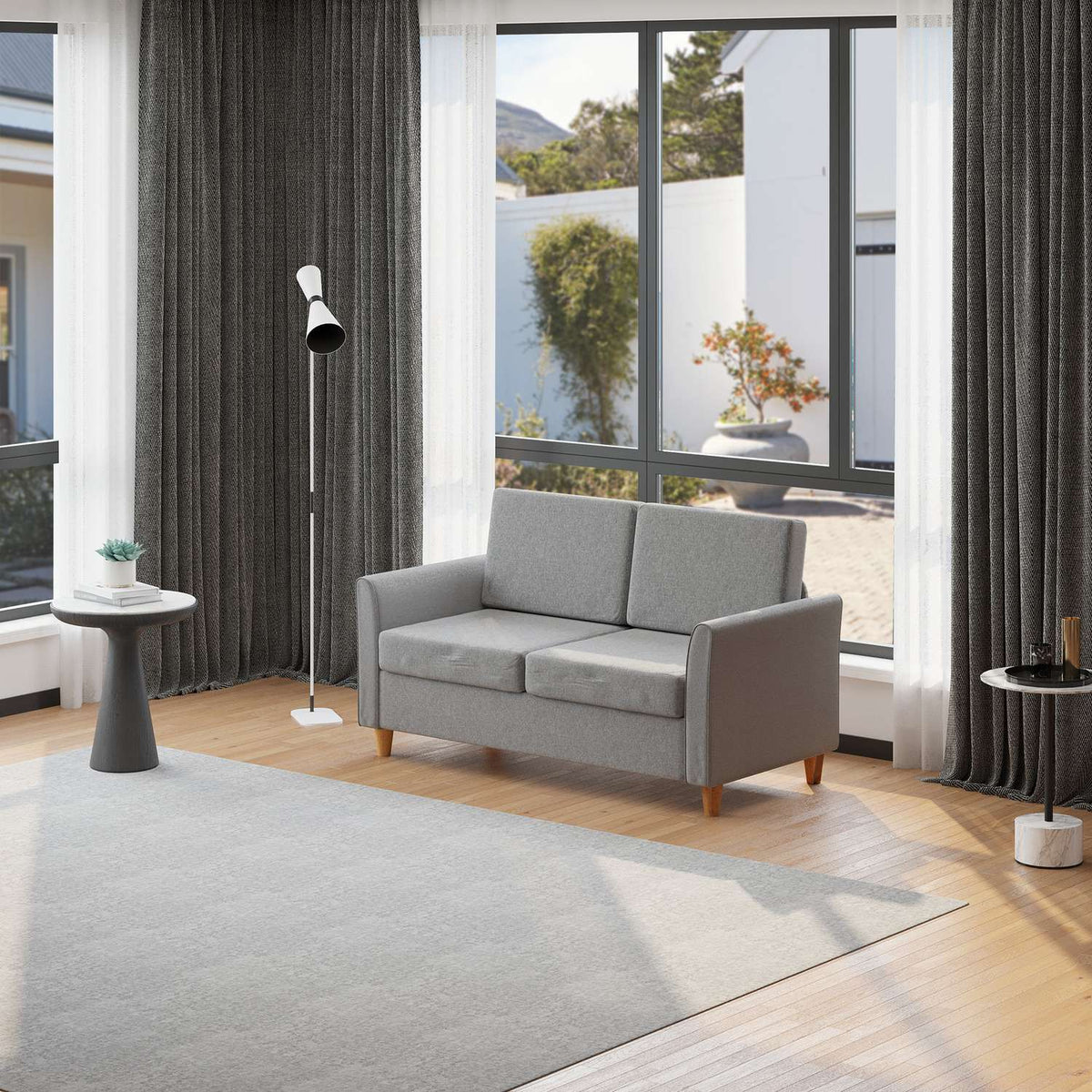 Double Sofa, Comfortable Sofa, Removable With Cushions, Linen, Light Gray, 141X65X78Cm