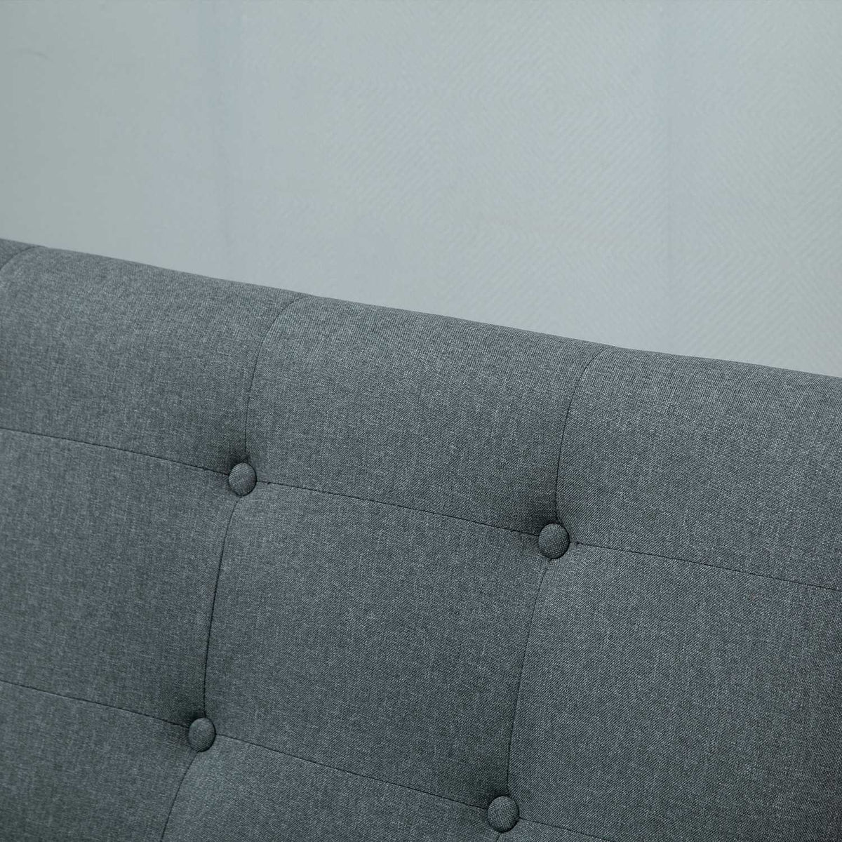 Double Sofa Upholstery Loveseat, Compact Design, Two Seater, Fabric Sofa, 2 Seater, Linen & Rubberwood, Gray, 115X66.5X73Cm