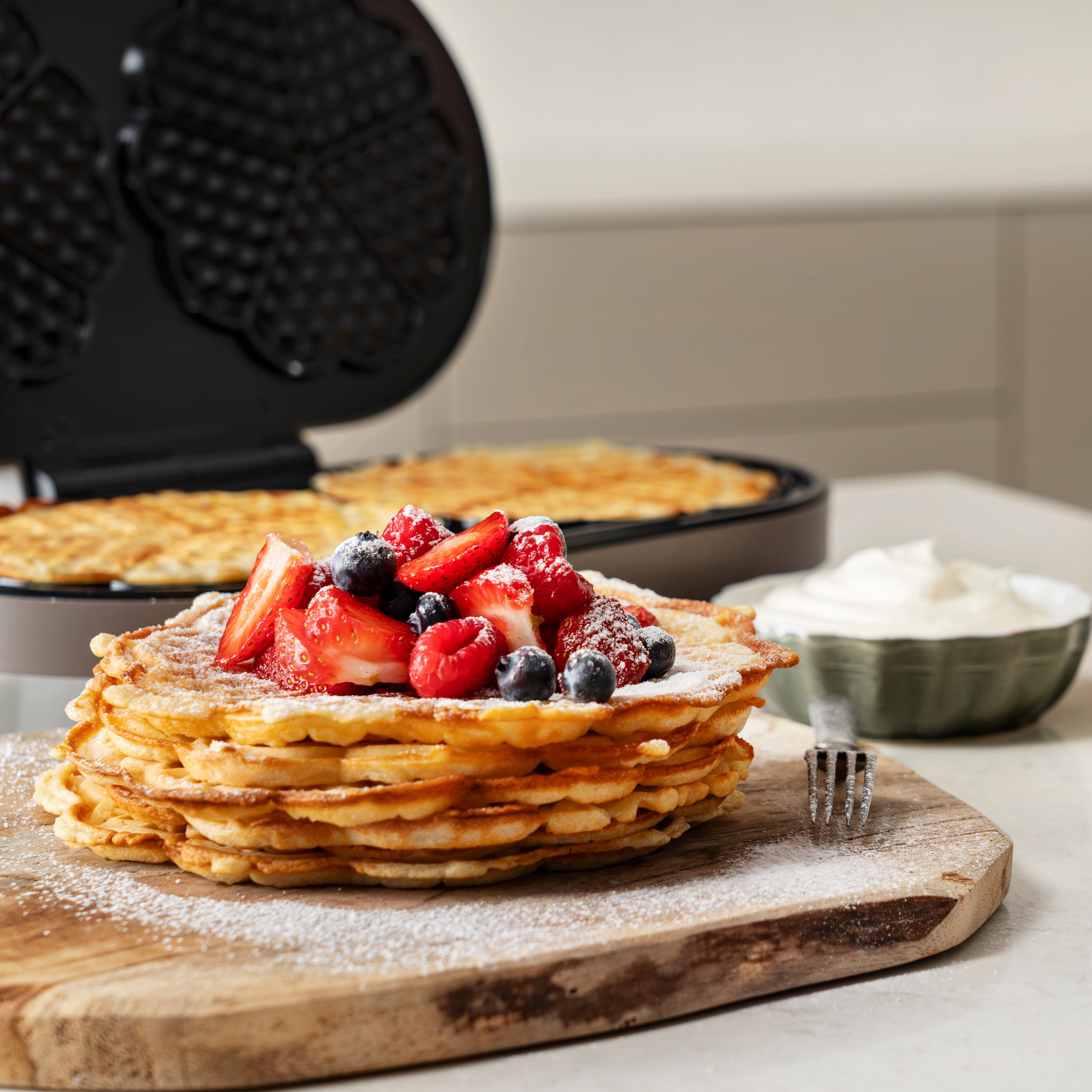 Double Waffle Maker, Ceramic Nonstick, 1200W
