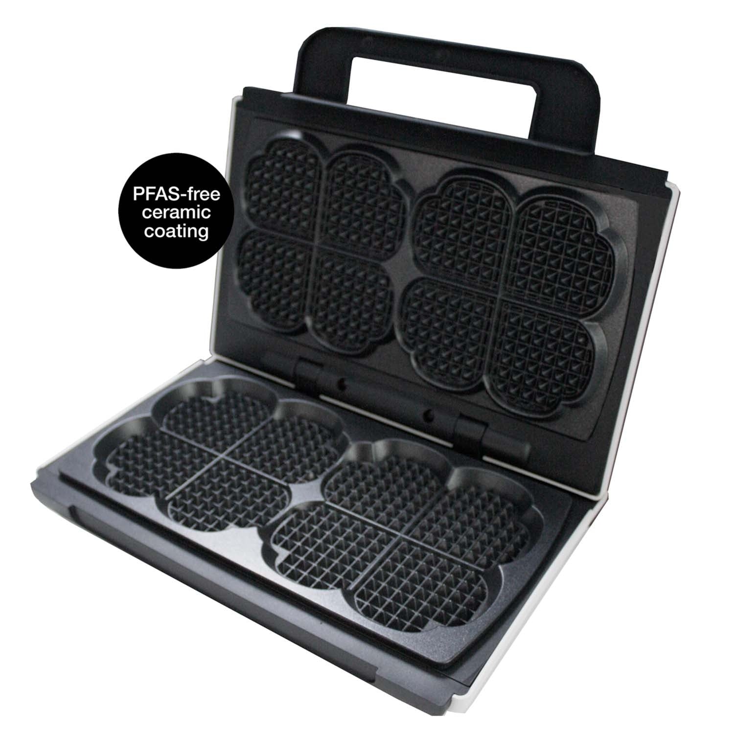 Double Waffle Maker, White Ceramic Surface