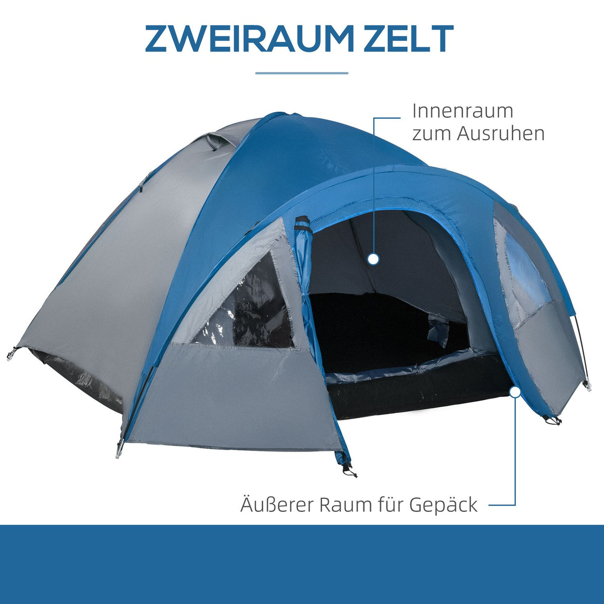 Double Wall Tent Dome Tent Outdoor Igloo For 4 Persons 4 Seasons Waterproof With Mosquito Net Carry Bag