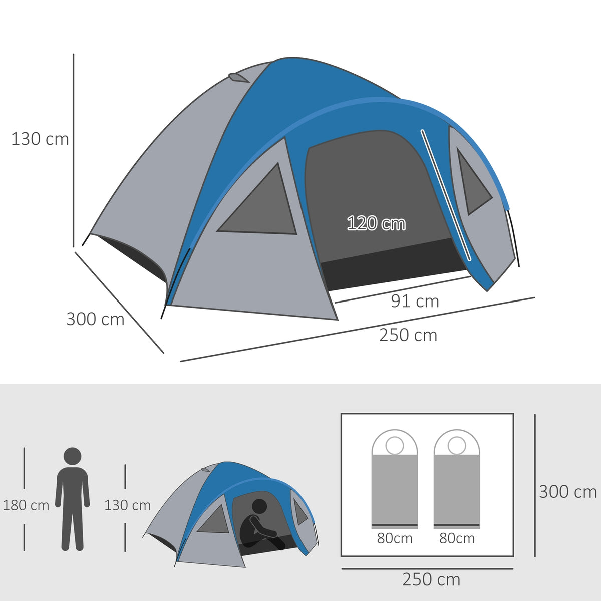 Double Wall Tent Dome Tent Outdoor Igloo For 4 Persons 4 Seasons Waterproof With Mosquito Net Carry Bag