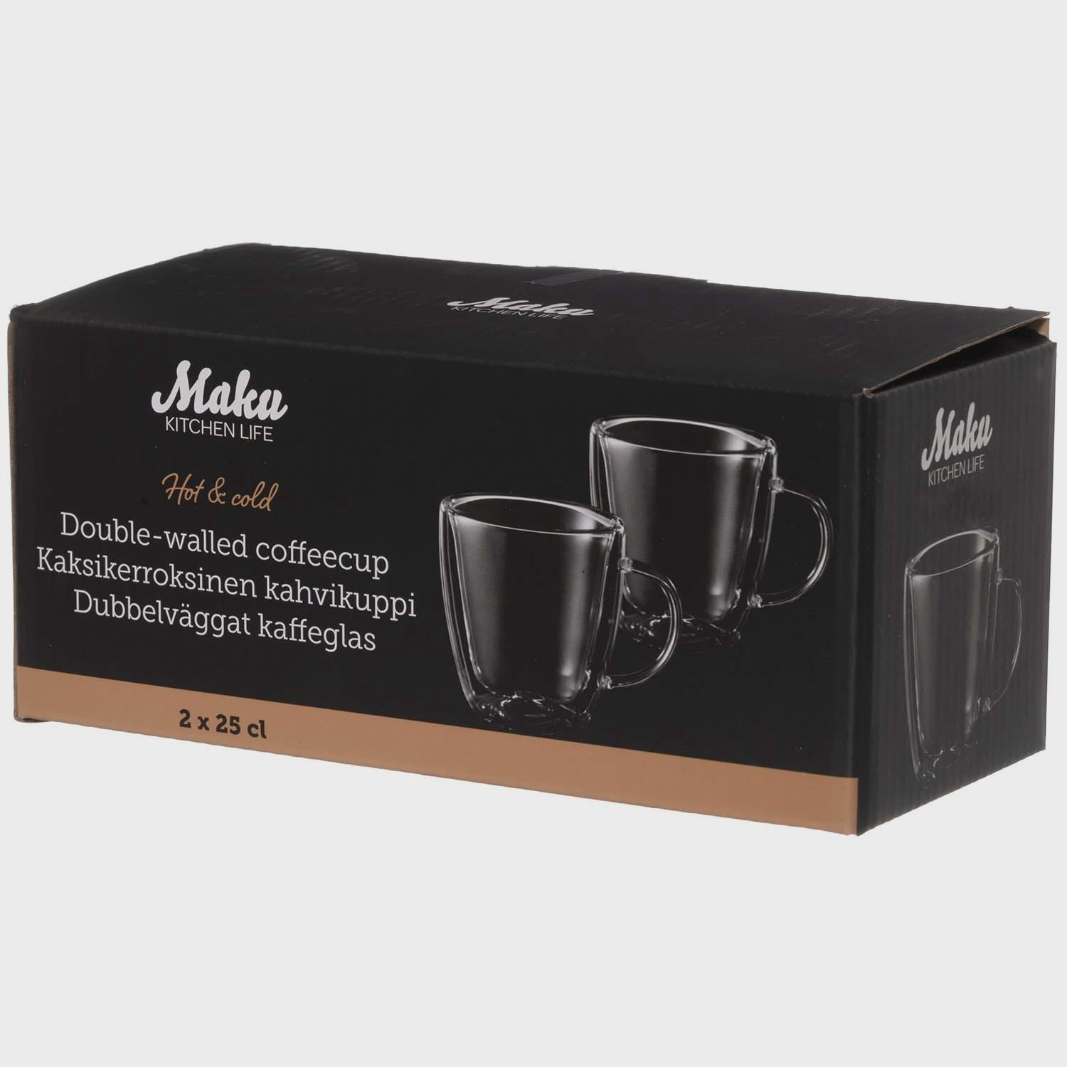 Double-Walled Glass Coffee Cups, 25 cl, Set of 2