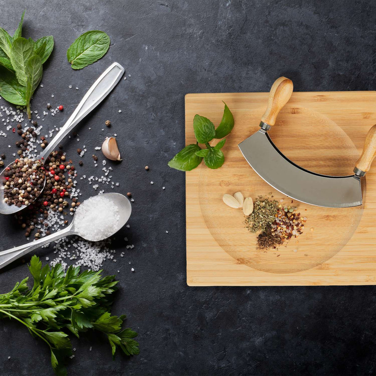 Double coated chopping knife with XL board